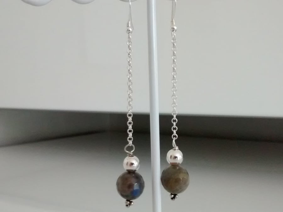 LABRADORITE EARRINGS  - LABRADORITE AND SILVER  EARRINGS FREE SHIPPING WORLDWIDE