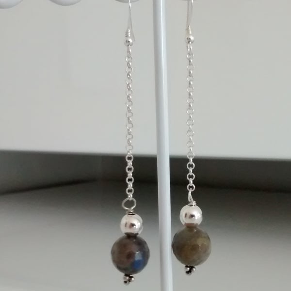 LABRADORITE EARRINGS  - LABRADORITE AND SILVER  EARRINGS FREE SHIPPING WORLDWIDE