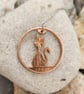 Cat pendant upcycled from 1967 bronze penny coin - Image 1