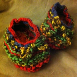 Pretty little multicoloured knitted baby booties