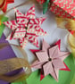 Two Origami Christmas Stars: Hanging Decoration (Raspberry red and dusky pink)