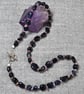 Blue Goldstone and Pink Magatama Bead Necklace - Image 4