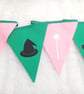 Wicked bunting colours - pink and green fabric bunting - Image 2
