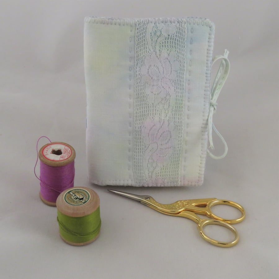 Painted Needlebook with Painted Vintage Lace
