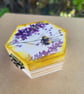 Honey Bee Hexagon Wooden Trinket Box,Lavender Floral Jewellery Storage,small box - Image 5