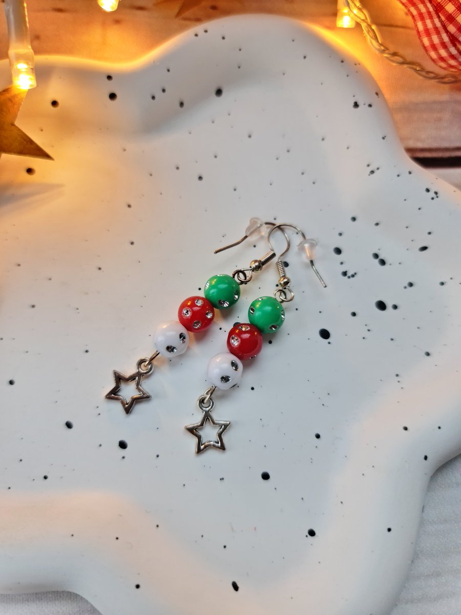 First Christmas Beads Earrings With Star Folksy