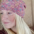 Womens Hand Knitted Slouchy Cotton Wool Beanie Hat