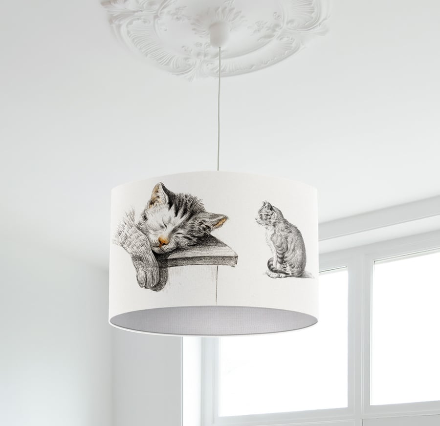 Cat Design Lampshade Art Lampshade - Fine Art gift Lamp Shade Gift 