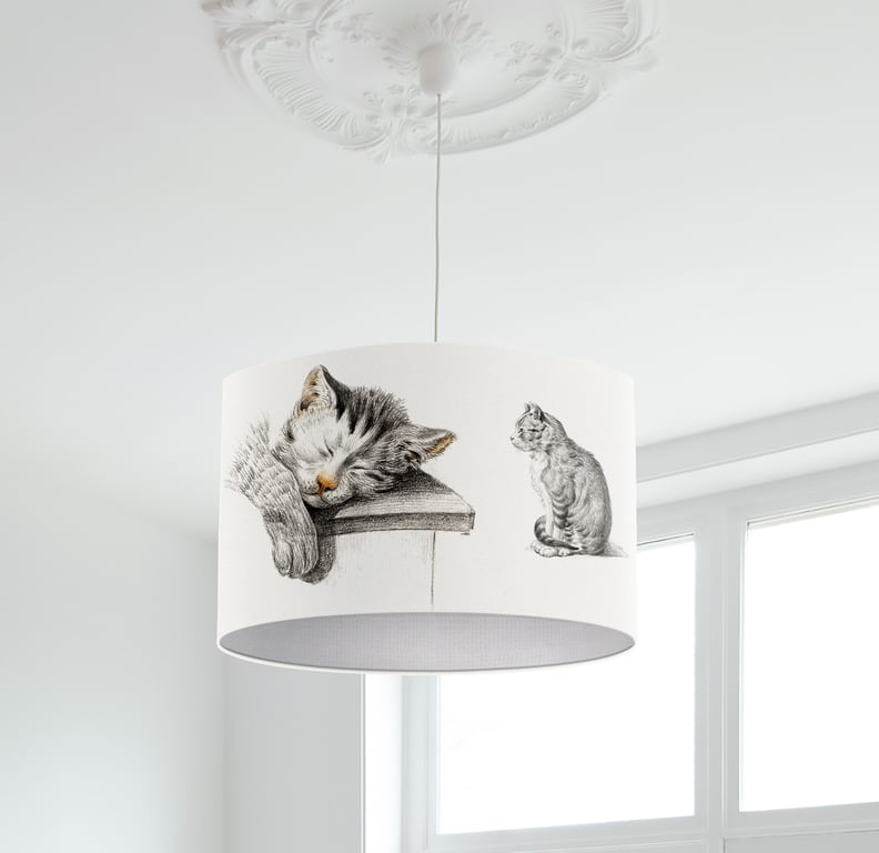 Cat Design Lampshade Art Lampshade - Fine Art gift Lamp Shade Gift 