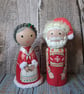Mr & Mrs Christmas hand painted peg doll set. - Image 4