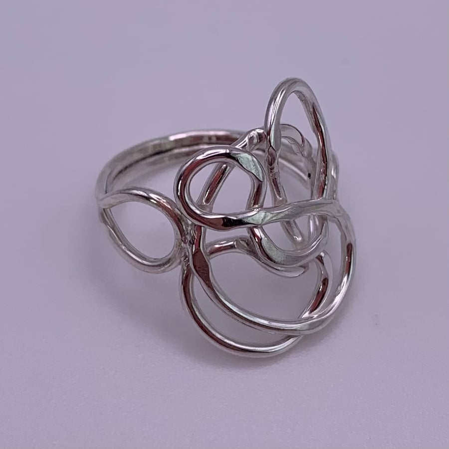 Silver Scribble statement ring