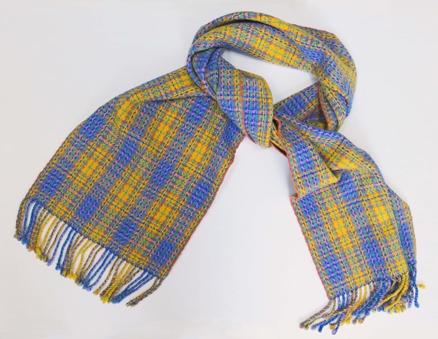 Sold - Yellow and blue tartan scarf