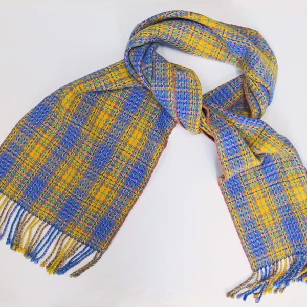 Sold - Yellow and blue tartan scarf