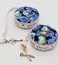 Blue and silver hearts retractable tape measure 404M