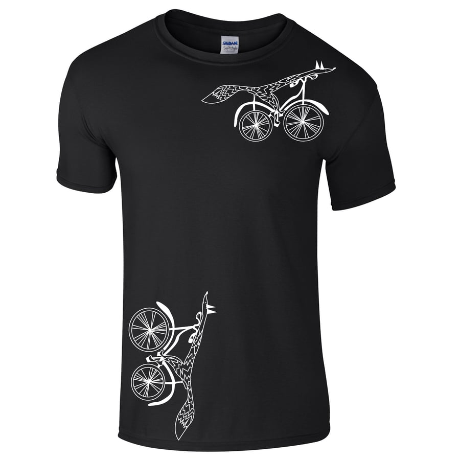 Fox on a bike men t-shirt
