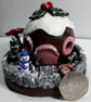 Handmade Polymer Clay Christmas Pudding Fairy House Tealight Holder (Pink) - Image 8