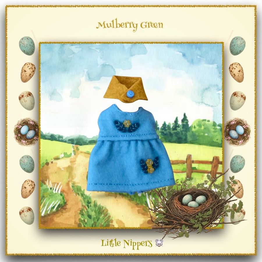 Little Nippers Embroidered Turquoise Pinafore Dress and Matching Cowl