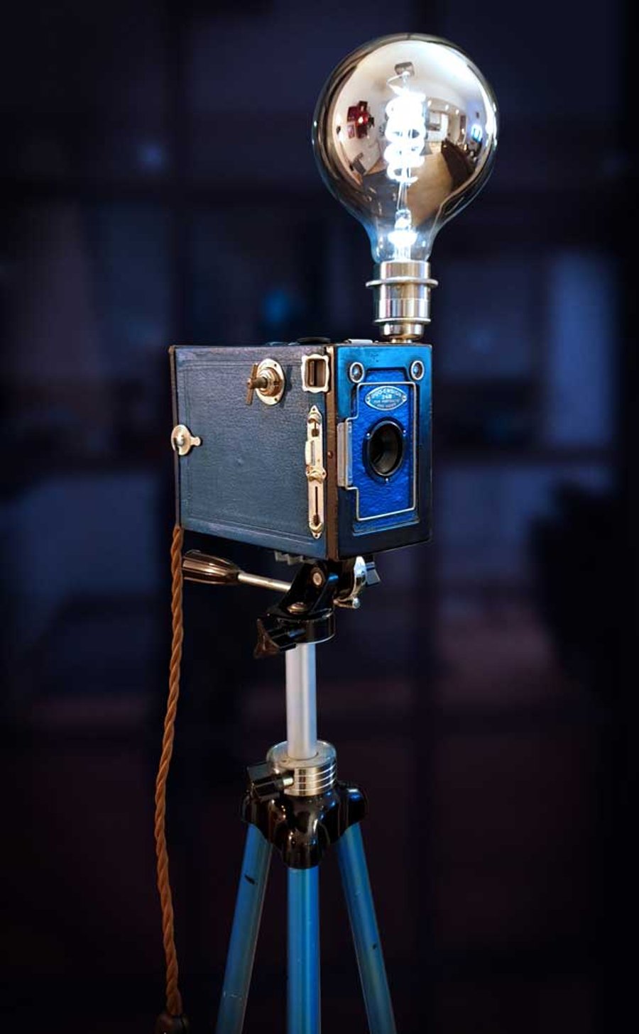Upcycled Very Rare Vintage Duo-Ensign Camera Tripod Lamp