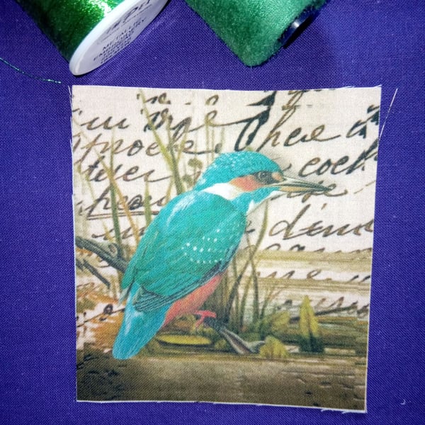 Kingfisher fabric panel textile art snippets 