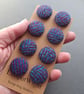Set of eight scrap bag buttons - blue and purple Harris Tweed - Image 4