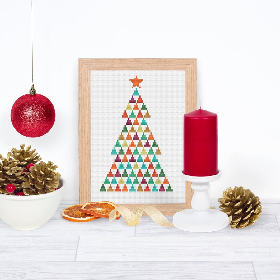 Christmas Cross Stitch Kit - Modern Christmas Tree Cross Stitch