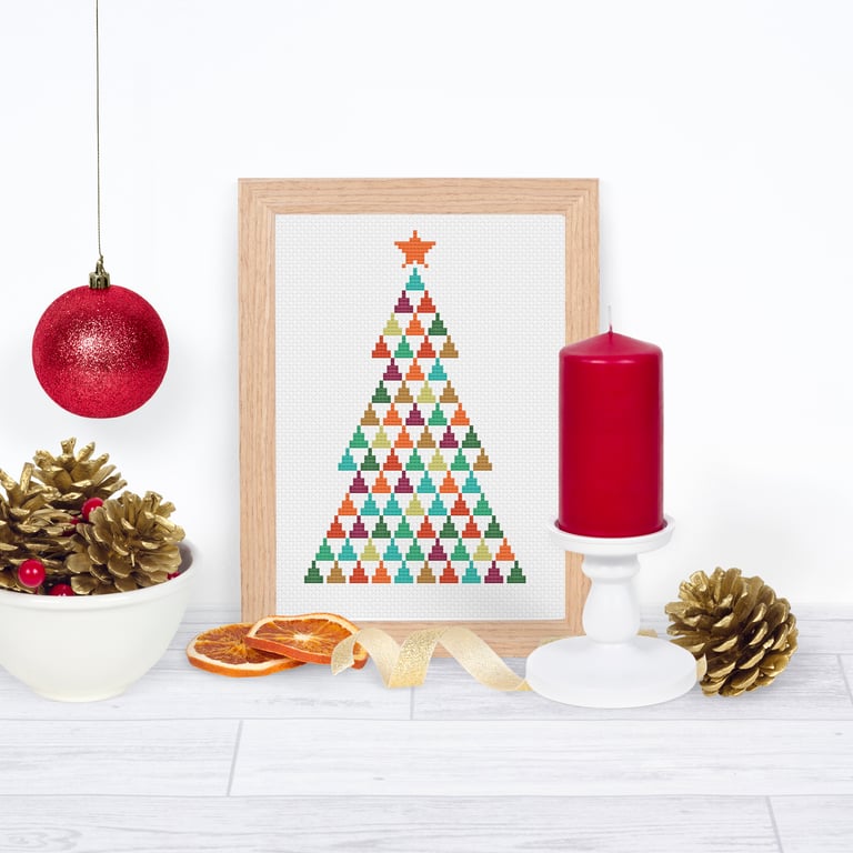 Christmas Cross Stitch Kit - Modern Christmas Tree Cross Stitch