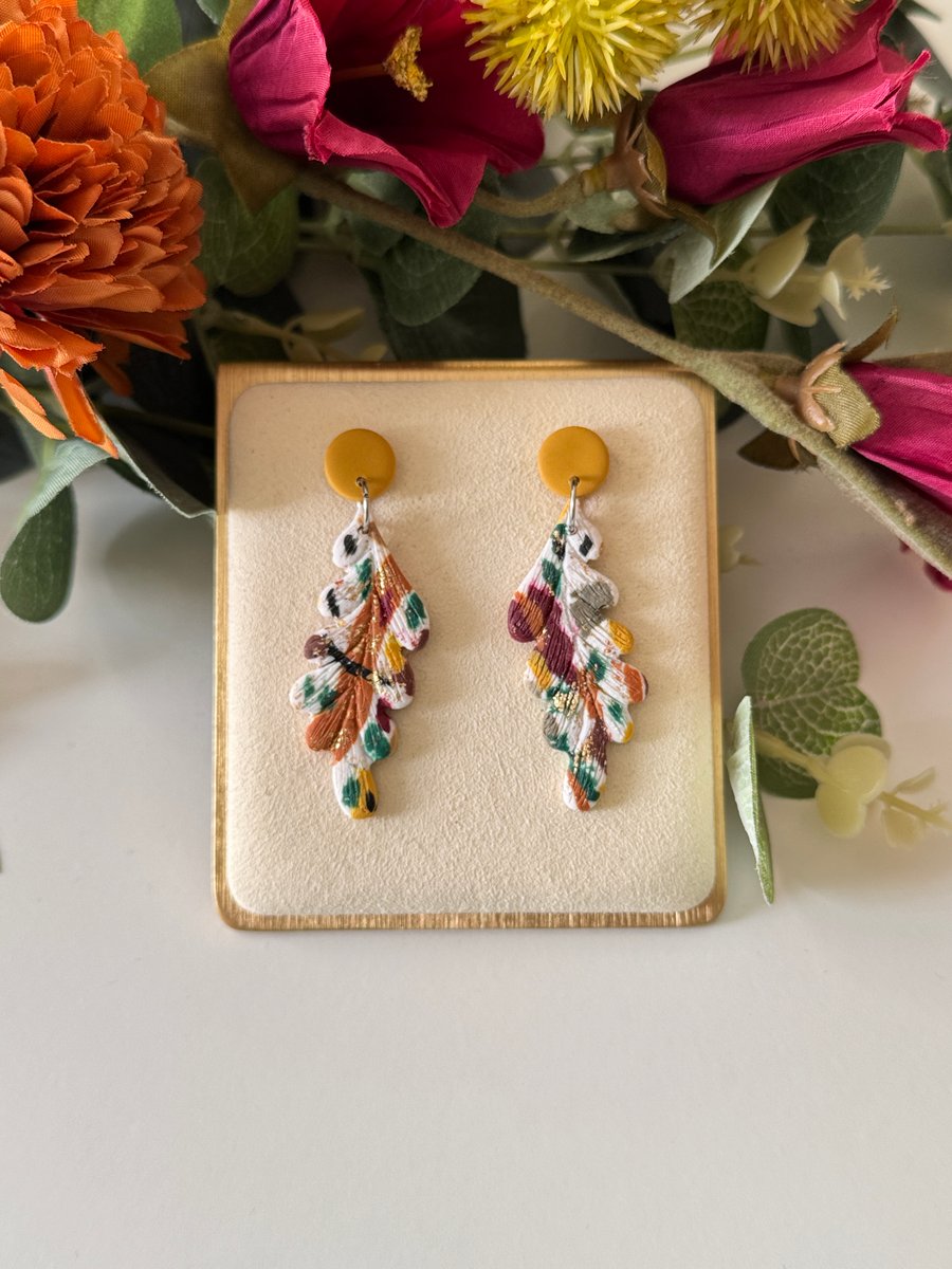 Abstract Autumn Leaf Earrings - Helen 