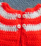 Red and White crochet baby cardigan. Gift for new parents.   - Image 5