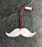 Moustache Movember Christmas Decoration white Santa The  Porcelain Menagerie  - Image 4