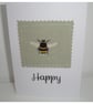 Bee Happy Blank Greetings Card Notelet - Image 1