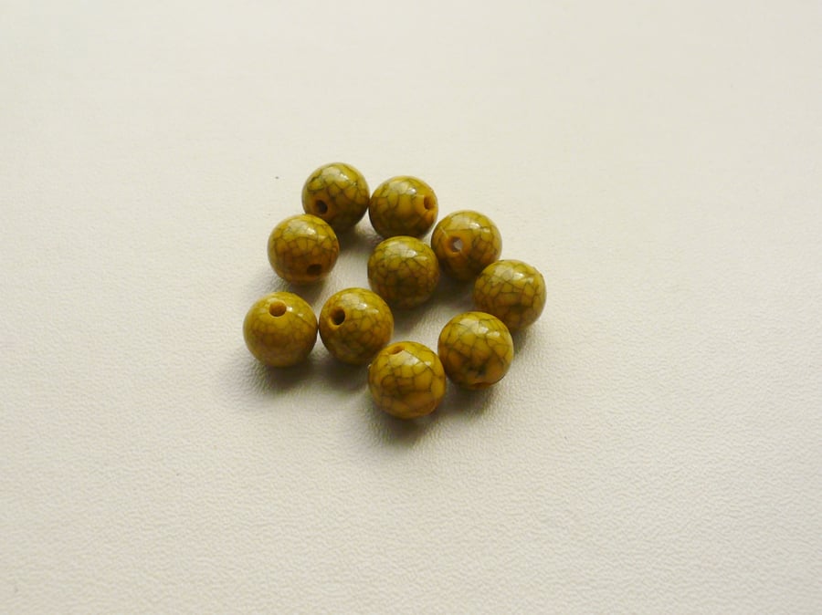 10  Yellow Round  Acrylic Imitation Howlite Beads