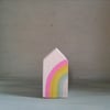 Miniature Wooden House, Rainbow House, Little House Ornament, Housewarming Gift