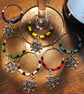 Set of Six Wine Glass Markers with Silver Ships Wheel Charms & Seed Beads