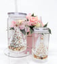 Christmas Tree and Reindeer Libby Tumbler – White and Gold