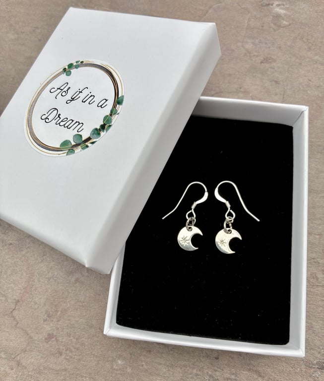 Elegant Crescent Moon Sterling Silver Earrings