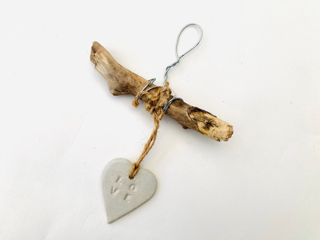 Bespoke Driftwood, Loveheart hanger, pottery, gift idea, ceramics, 