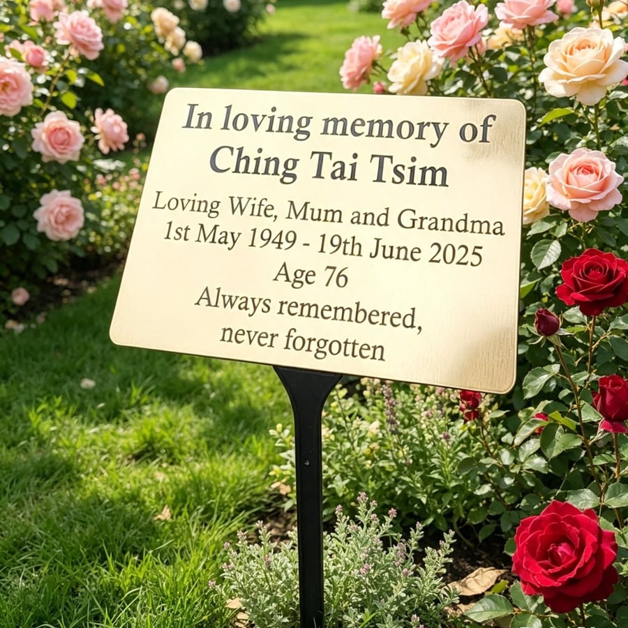 Image of Engraved Memorial Garden Plaque Grave Marker Cemetery Grave Plaque Ornament
