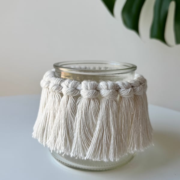 Macrame Fringe Candle Holder