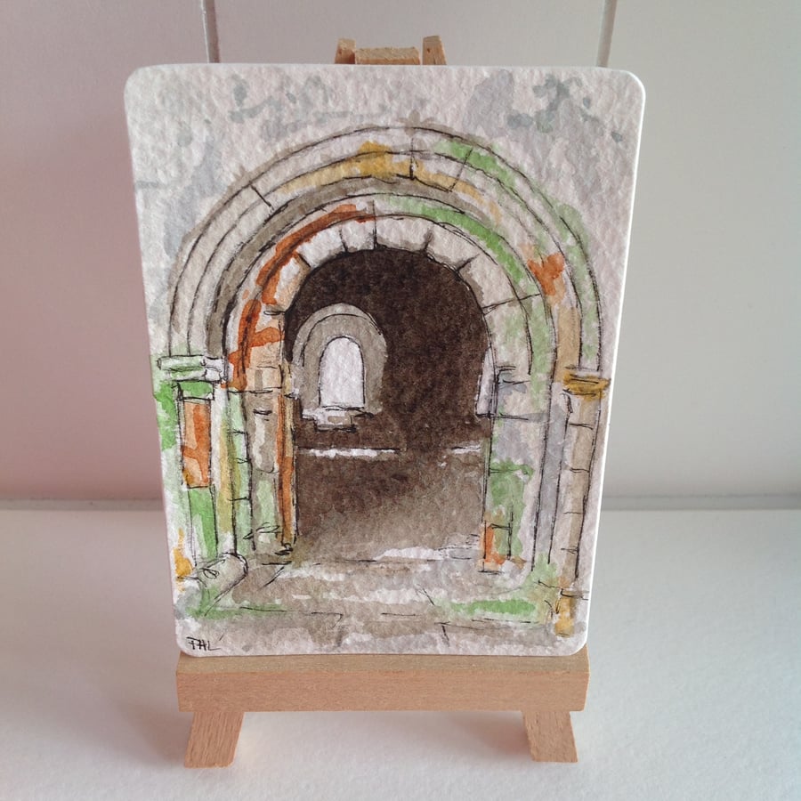 Inchcolm Abbey ACEO original watercolour