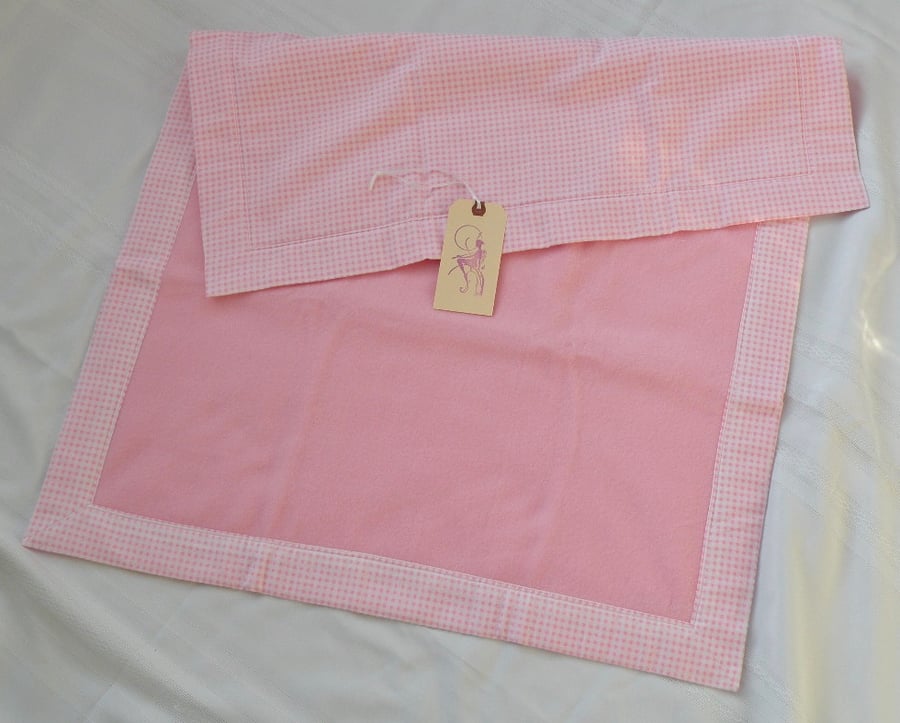Handmade Fleece Baby Blanket  - Pink Gingham
