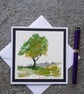 Tree and City Handpainted Blank Card Letterbox Gift. Keepsake