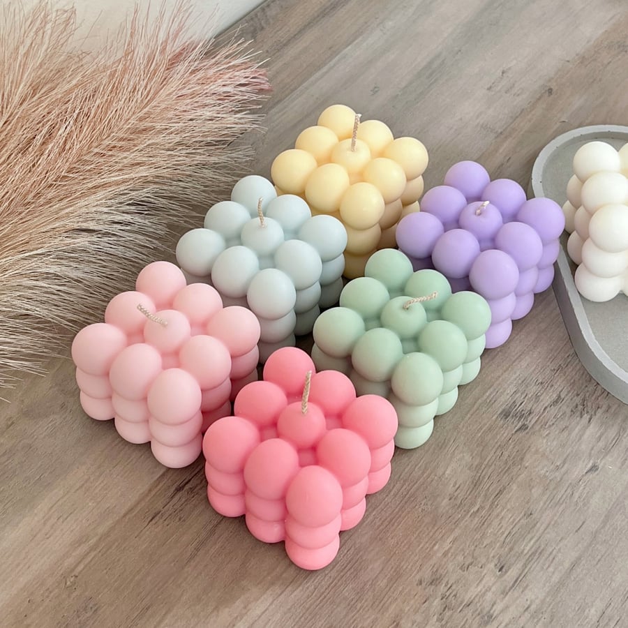 Soy Wax Bubble Candles -Minimalist Colourful Cubic Pastel Candle 