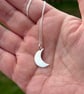 Silver Crescent Moon Pendant - Handmade Moon Necklace - Image 4