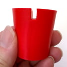 Set of 4 Red Christmas tree pots, fused glass display stands, 4mm slot