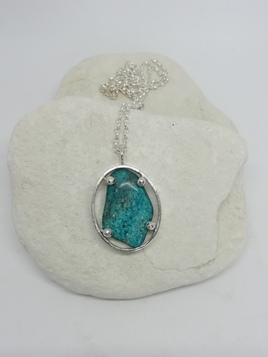 Chrysocolla in an Oval Frame Necklace