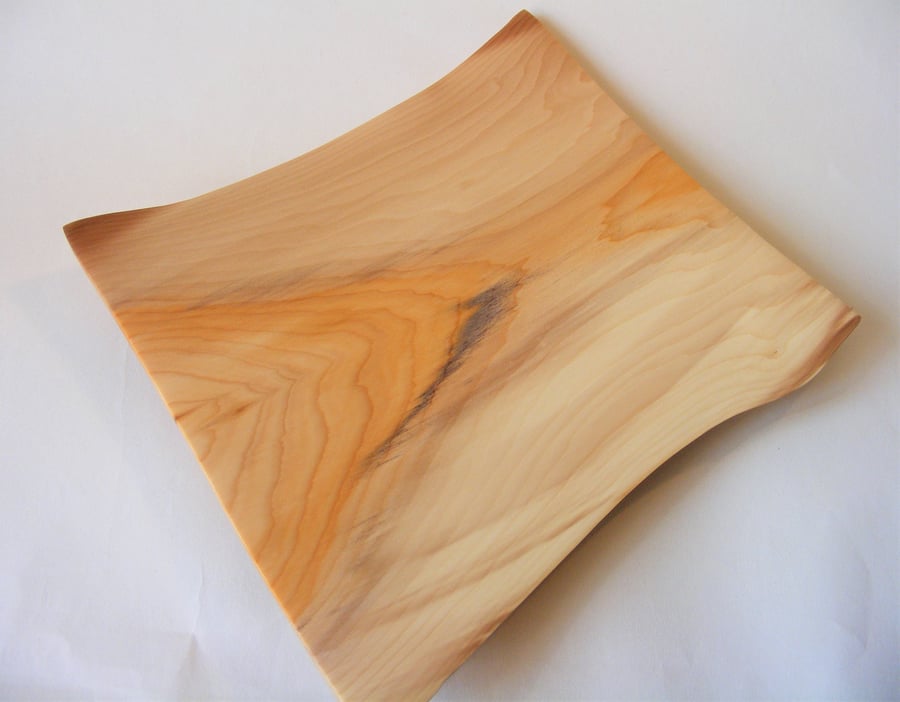 Natural edge square yew bowl 181