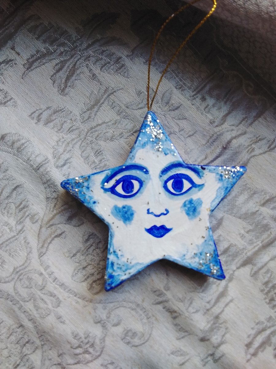 Star Decoration in White and Blue 