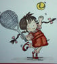 Any occasion greetings card, birthday card - playing tennis - Image 4