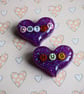Hug or Cwtch Glitter Heart Brooch, Thinking of You Gift - Image 1
