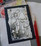 destroying angel mushrooms - original A6 illustration and collage  - Image 3